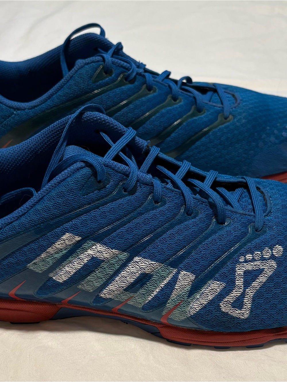 Inov-8 Men's F Lite 195 Deep Blue Athletic Running Shoes with Red Accents